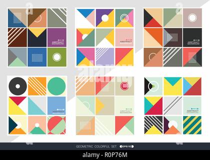 Abstract of geometric pattern background set in square shape. vector eps10 Stock Vector