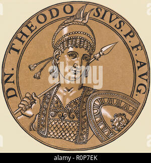 Theodosios II or Theodosius II, 401- 450.   Eastern Roman Emperor. Stock Photo