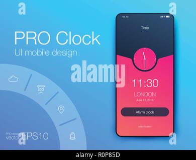 Clock Application UI Design Concept, Vector EPS 10 Stock Vector Image ...