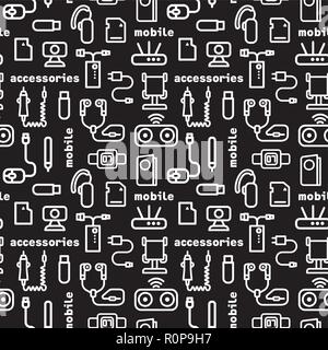 illustration of seamless pattern of mobile accessories Stock Vector