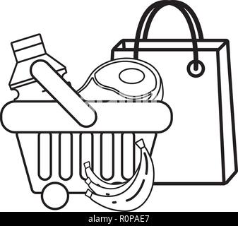 supermarket grocery products cartoon Stock Vector