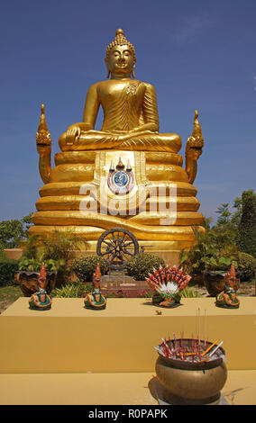 Golden Buddha statue next to Big Buddha on Phuket, Thailand
