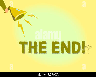 Text sign showing The End. Conceptual photo Final part of play relationship event movie act Finish Conclusion. Stock Photo