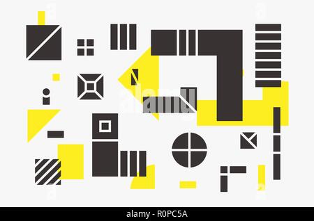 Universal trend linear geometric shapes set with halftone elements Stock Vector