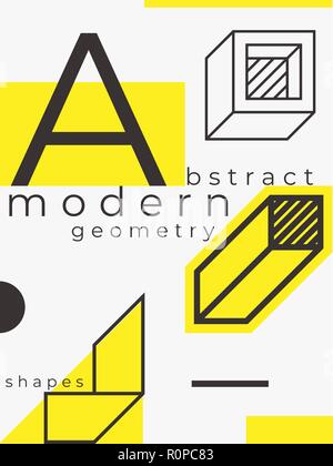 Universal trend poster. Linear geometric shapes set with halftone elements Stock Vector