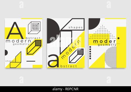 Set universal trend posters  Linear geometric shapes Stock Vector