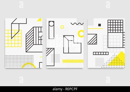 Set universal trend posters  Linear geometric shapes Stock Vector