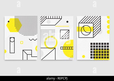 Set universal trend posters  Linear geometric shapes Stock Vector