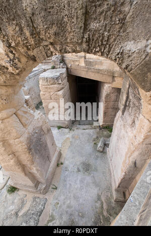 Remains of Roman amphitheatre in Piazza Sant'Oronzo, in the centre of the historic city of Lecce, Puglia, Southern Italy. Stock Photo