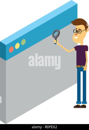 man and technology isometric Stock Vector