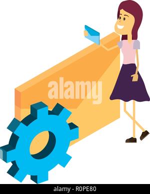 Woman and technology isometric Stock Vector