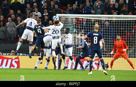 London, England, 06th November 2018.  Luuk de Jong of PSV Eindhoven scores during Champion League Group B between Tottenham Hotspur and  at Wembley stadium , London, England on 06 Nov 2018. Credit Action Foto Sport  FA Premier League and Football League images are subject to DataCo Licence. Editorial use ONLY. No print sales. No personal use sales. NO UNPAID USE Credit: Action Foto Sport/Alamy Live News Stock Photo