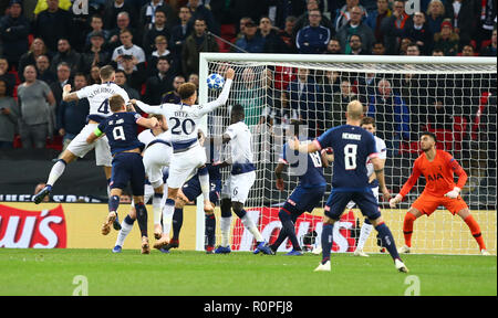 London, England, 06th November 2018.  Luuk de Jong of PSV Eindhoven scores during Champion League Group B between Tottenham Hotspur and  at Wembley stadium , London, England on 06 Nov 2018. Credit Action Foto Sport  FA Premier League and Football League images are subject to DataCo Licence. Editorial use ONLY. No print sales. No personal use sales. NO UNPAID USE Credit: Action Foto Sport/Alamy Live News Stock Photo