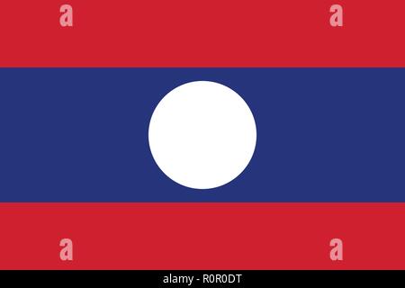 Vector image for Laos flag. Based on the official and exact Laos flag dimensions (3:2) & colors (186C, Reflex Blue C and White) Stock Vector