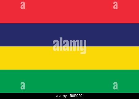 Vector image for Mauritius flag. Based on the official and exact Mauritius flag dimensions (3:2) & colors (1788C, 2756C, 012C and 7482) Stock Vector