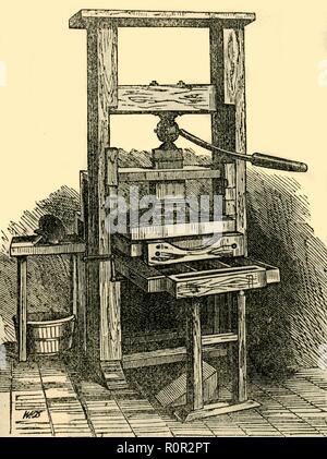 Benjamin Franklin's Printing Press. Benjamin Franklin. Etching by H ...