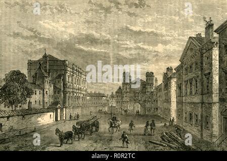 'Whitehall, Looking Towards the Holbein Gateway', (1881). Creator: Unknown. Stock Photo