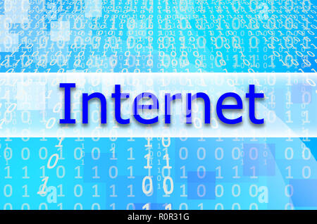 The text inscription Internet is written on a semitransparent field surrounded by a set of abstract figures Stock Photo
