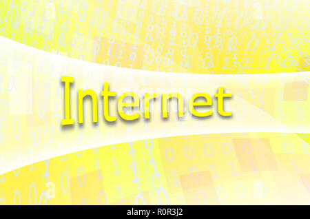The text inscription Internet is written on a semitransparent field surrounded by a set of abstract figures Stock Photo