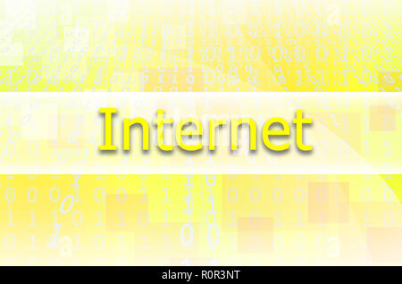 The text inscription Internet is written on a semitransparent field surrounded by a set of abstract figures Stock Photo