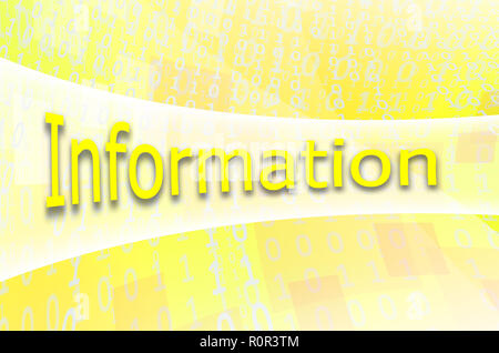 The text inscription Information is written on a semitransparent field surrounded by a set of abstract figures Stock Photo