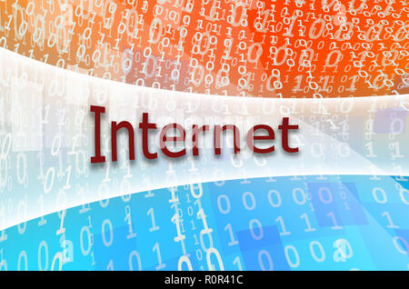 The text inscription Internet is written on a semitransparent field surrounded by a set of abstract figures Stock Photo