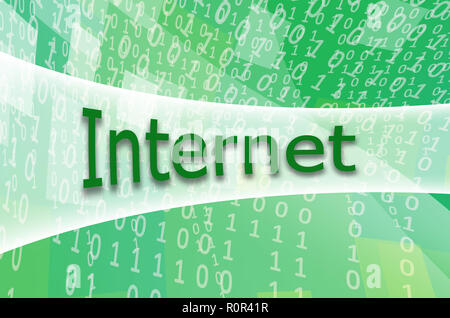 The text inscription Internet is written on a semitransparent field surrounded by a set of abstract figures Stock Photo