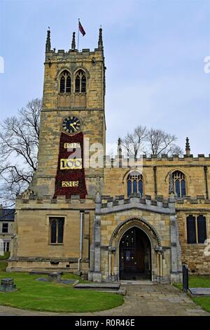 St Peter's Church in Conisbrough which is the oldest building in South Yorkshire and one of the oldest in England. Stock Photo