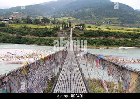 Punakha Suspension Bridge, Punakha, Bhutan Stock Photo