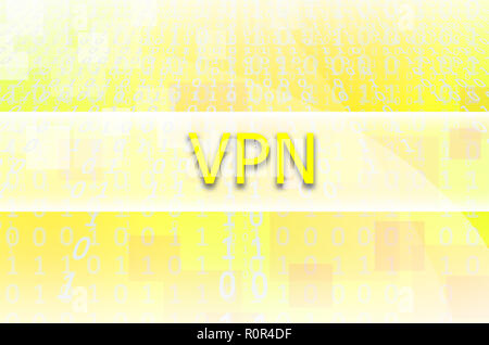The text inscription VPN is written on a semitransparent field surrounded by a set of abstract figures Stock Photo