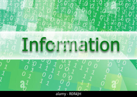 The text inscription Information is written on a semitransparent field surrounded by a set of abstract figures Stock Photo