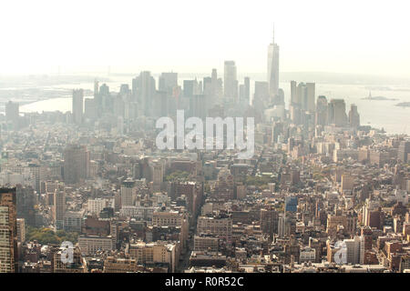 Southern view from the Empire State Building over Lower Manhattan, New York City, United States of America. US, U.S.A,