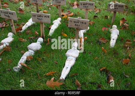 November 4, 2018: Picardy, France. The Lost Lives exhibition  commemorating the casualties on each day of the First World War. Created by artist Rob H Stock Photo