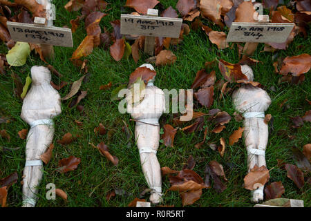 November 4, 2018: Picardy, France. The Lost Lives exhibition  commemorating the casualties on each day of the First World War. Created by artist Rob H Stock Photo