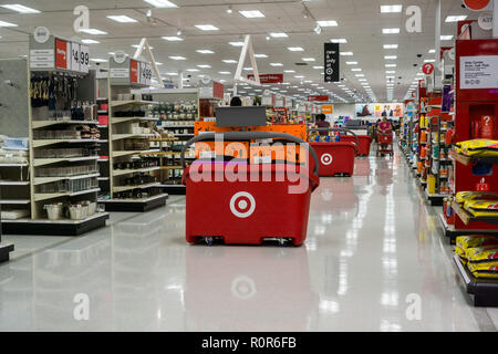 October 17, 2018 San Jose / CA/ USA - Aisle in one of Target's stores in south San Francisco bay area Stock Photo