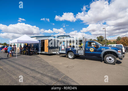 October 6, 2018 Livermore / CA / USA - Alameda County Police department display at the Livermore Municipal Airport Open House event; east San  Francis Stock Photo