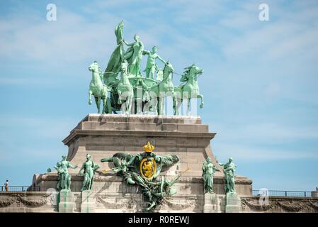 Quadriga on Arc de Triomphe, 50th Anniversary Park, Parc du Cinquantenaire, Brussels, Belgium Stock Photo