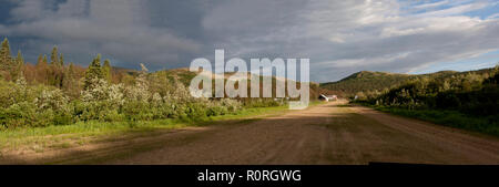 A panorama of an airstrip in a remote Alaskan village Stock Photo