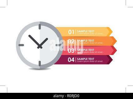 Clock banner infographic. Time concept. Vector illustration Stock Vector