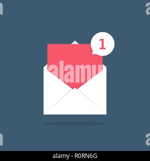 notification icon speech bubble in open letter Stock Vector