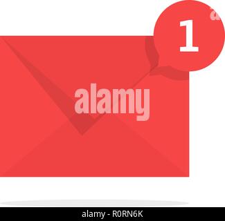 red notification icon with speech bubble Stock Vector