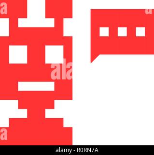 red pixel chatbot icon Stock Vector