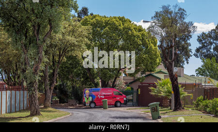 Johannesburg, South Africa - high security fences are a common sight in residential area in the city due to very high crime statistics Stock Photo