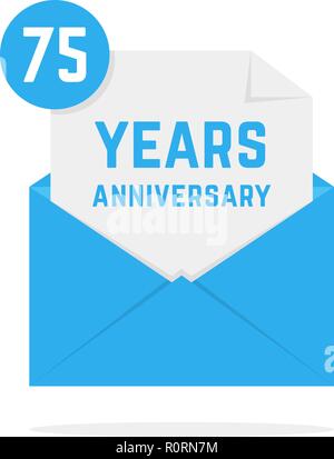 75 years anniversary icon in open letter Stock Vector