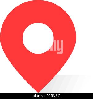 simple red map pin with shadow Stock Vector