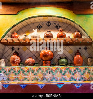 Colonial kitchen in the Meson de San Antonio in Patcuaro, Michoacan, Mexico. Stock Photo