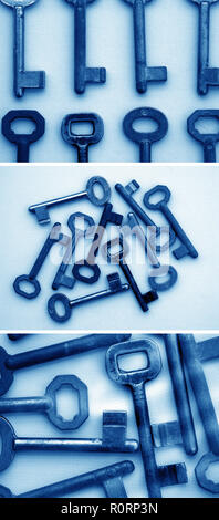 conceptual images of close up security keys arrangement Stock Photo