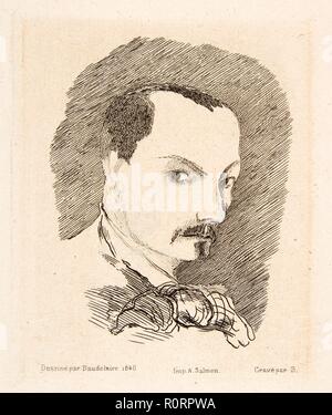 Self Portrait of Charles Baudelaire, pub. 1869. Creator: Charles Pierre Baudelaire (1821 - 1867). Stock Photo