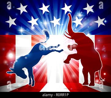 Elephant Fighting Donkey Stock Vector