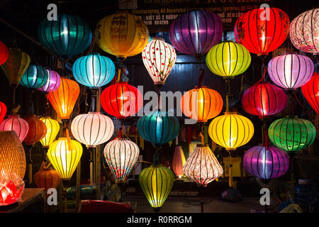 Colorful Silk Chinese style lamps in Hoi An shop in Vietnam Stock Photo